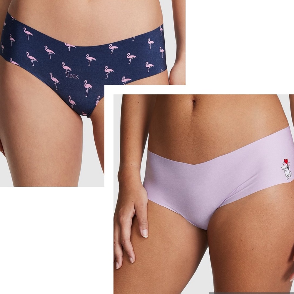 •PINK•NWT/NIB 2-PAIR OF VSP LILAC & MIDNIGHT NO-SHOW CHEEKY PANTY SIZE XS